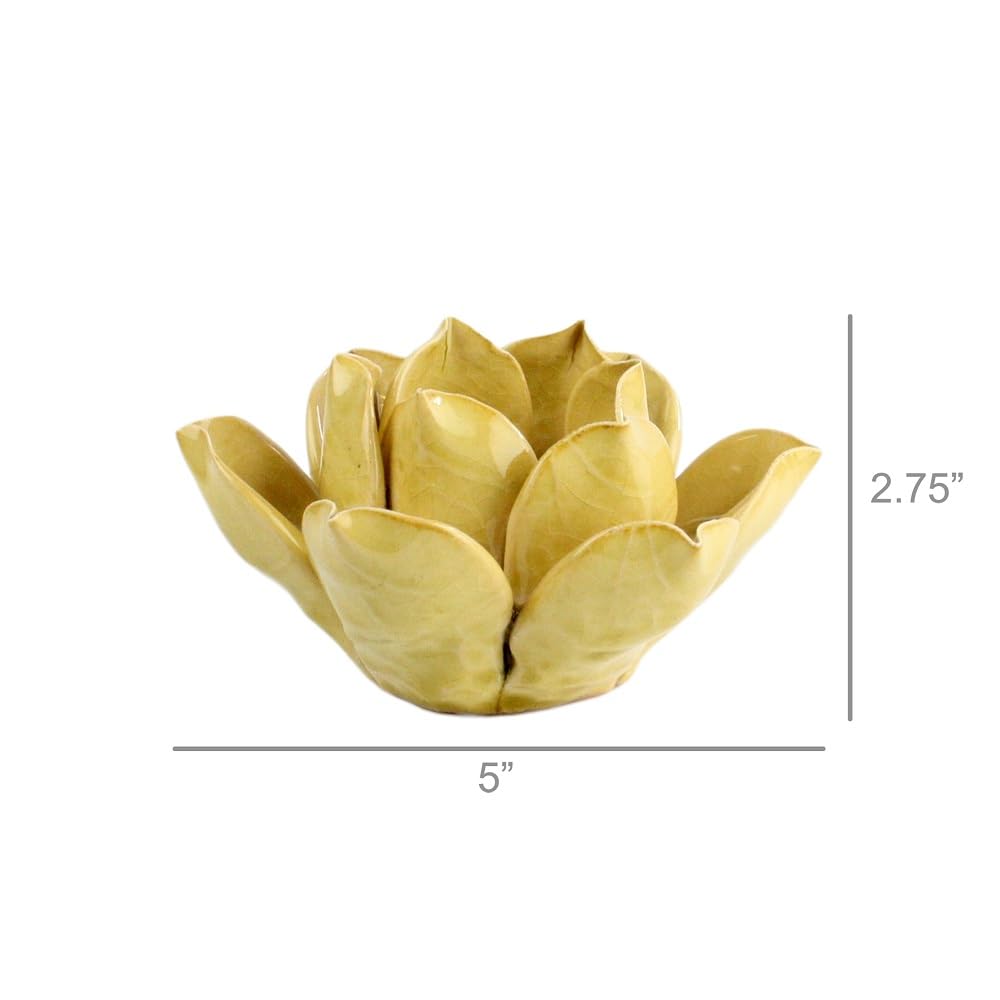 HomArt Lotus Tea Light Holder, Yellow