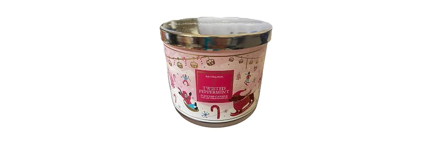Bath & Body Works, White Barn 3-Wick Candle w/Essential Oils - 14.5 oz - 2021 Christmas & Winter Scents! (Twisted Peppermint)
