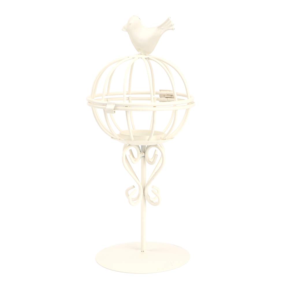 Vistreck Hollow Out Bird Cage Iron Candle Holder - Unique Candlestick Decor for Home & Café (White)