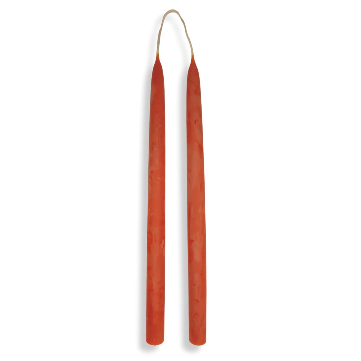 Candlestock Beeswax Taper Candles – Standard 7/8" Diameter, Pure 100% Natural USA Beeswax, Cotton Wick, Dripless, Long-Burning, Handmade in Woodstock, NY- 12 Inches - 1 Pair (2 Candles) - Orange