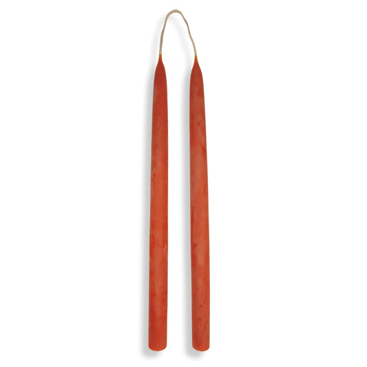 Candlestock Beeswax Taper Candles – Standard 7/8" Diameter, Pure 100% Natural USA Beeswax, Cotton Wick, Dripless, Long-Burning, Handmade in Woodstock, NY- 12 Inches - 1 Pair (2 Candles) - Orange