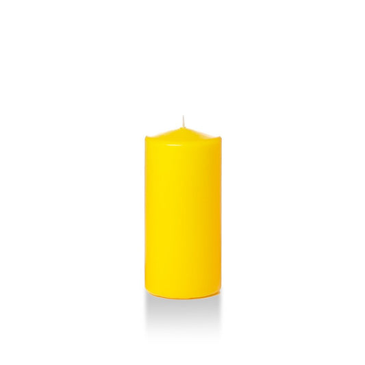 yummi Case of 12 3" x 6" Bright Yellow Round Pillar Candles