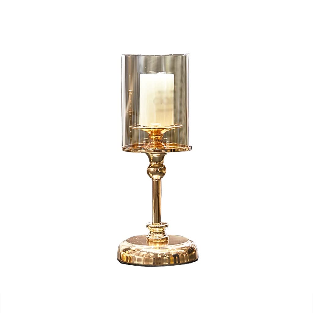 Candlestick Holders European Metal Crystal Candle Lantern Gold Candle Holders Wedding Centerpieces Center Table Candlesticks Parties Home Decor Candle Holders (Color : A)