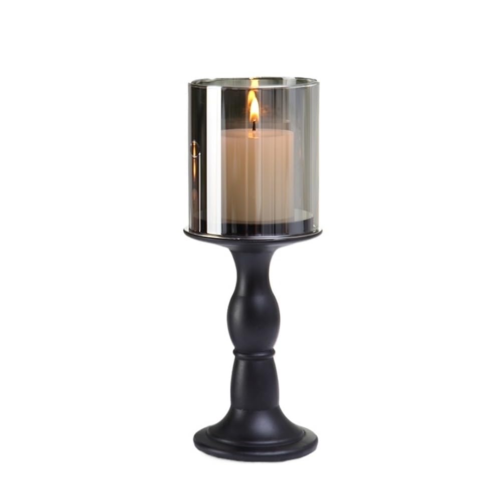 Candlestick Holders Retro Candlestick Ornaments Black Roman Column Base Candle Holder Light Luxury Decoration Candle Holders(Large)