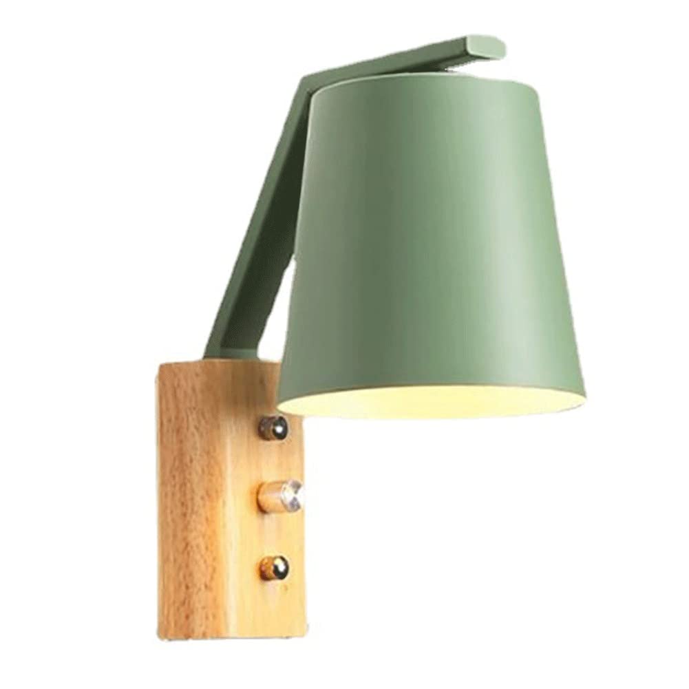 Wall Sconces Modern Nordic Coloured Wall Light Solid Wood Base Wall Sconce Rotary Switch Wall Mounted Lighting Fixture for Living Room Aisle Children's Kid's Bedroom Bedside Reading Wall Sconce Lighti