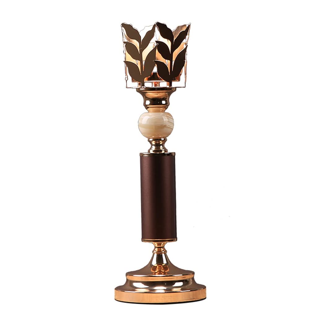 Candlestick Holders Retro Candle Holder Creative Light Luxury Table Decoration Romantic Candle Light Dinner Props Metal Ceramic Candle Holder Candle Holders(Size:A)