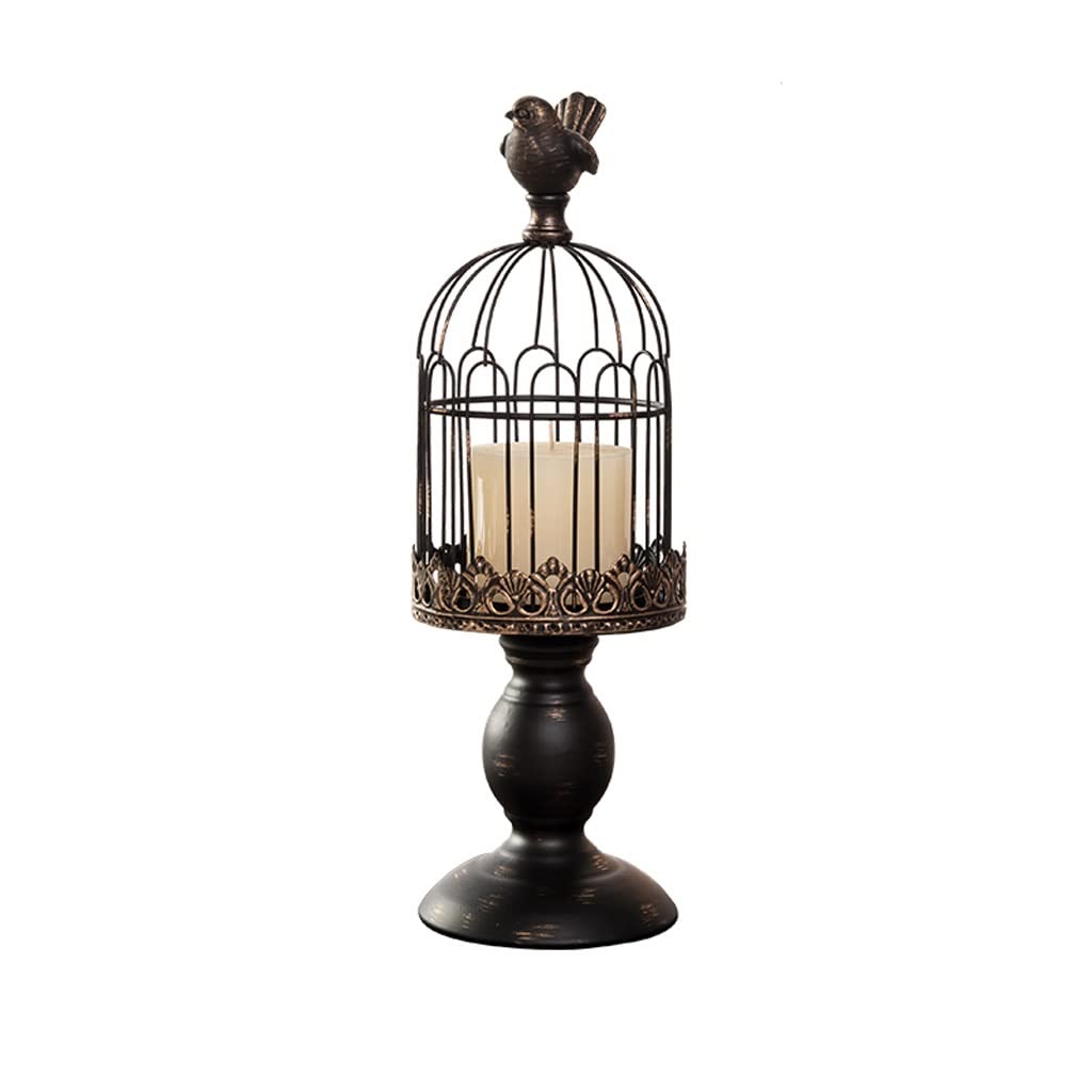 WAOCEO Candlestick Holders Candlestick Ornaments European Retro Candlestick Birdcage Wedding Props Wedding Candlestick Cafe Restaurant Decoration Candle Holders (Size : B)