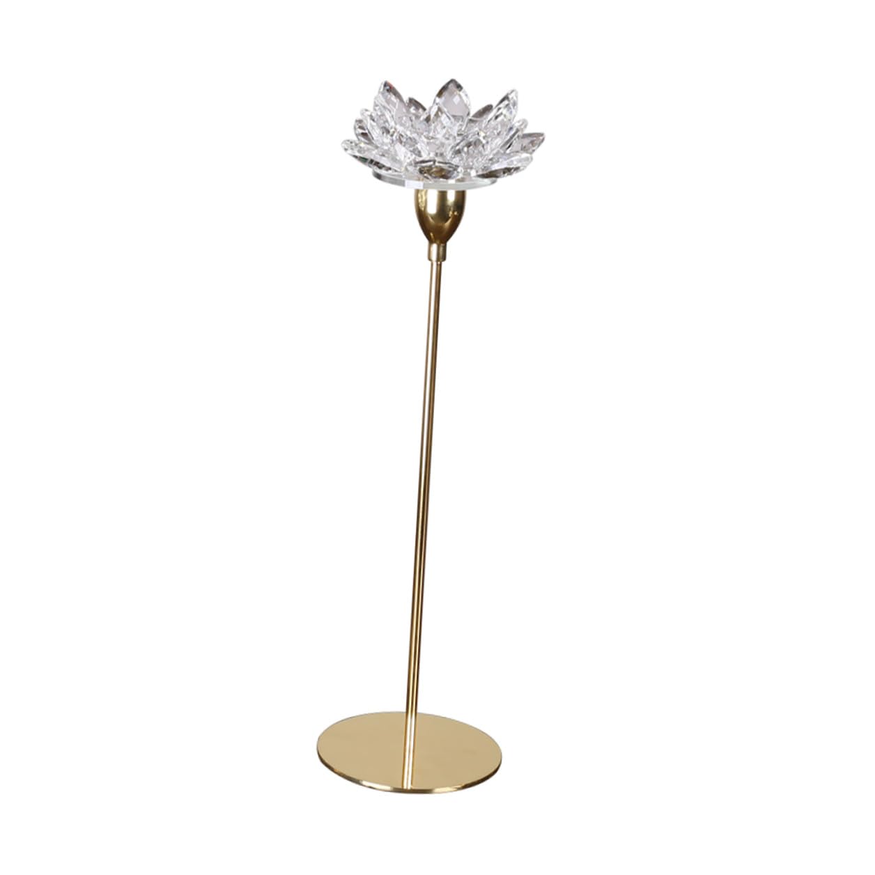 CALLARON Simple Metal Candlestick Crystal Lotus Candle Holder Small Gold Decorative Candle Stand for Dining Room Centerpiece Home Décor