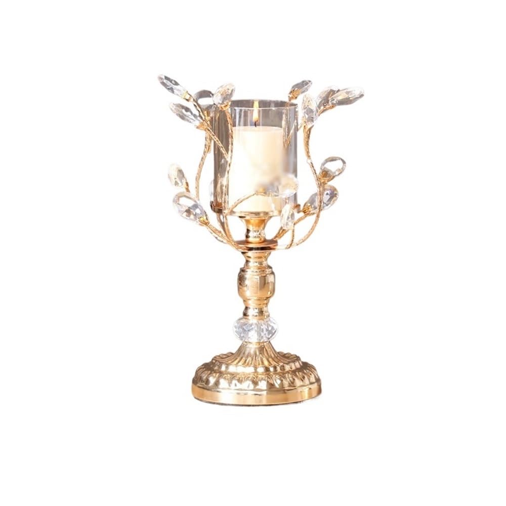 Candlestick Holders High-Grade Metal Crystal Glass Aromatherapy Candle Holder Dining Table Decoration Ornaments Candle Holders(Small)