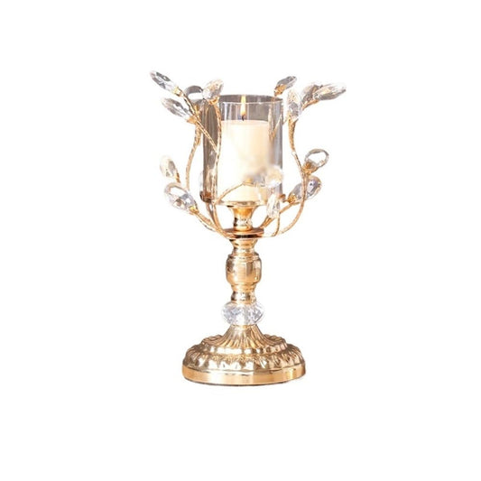Candlestick Holders High-Grade Metal Crystal Glass Aromatherapy Candle Holder Dining Table Decoration Ornaments Candle Holders(Small)