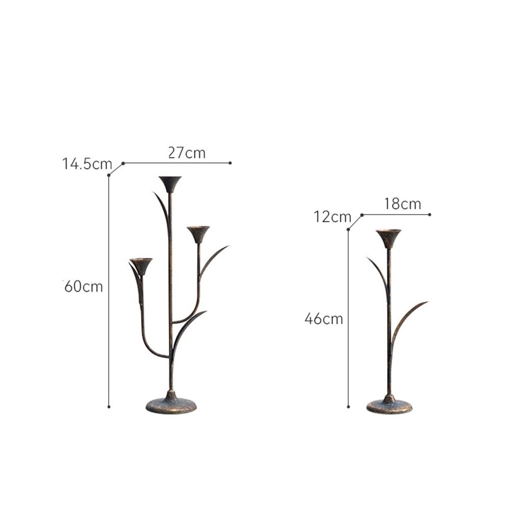 Candlestick Holders Retro Old Wrought Iron Candlestick Ornaments for Coffee Shops, Hotels, Dining Tables Candle Holders(Small)
