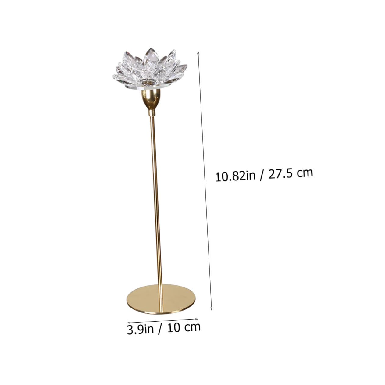 SOLUSTRE Crystal Lotus Candleholder Decorative Metal Candlestick Stand Small Gold Wedding Pillar Candle Holder Home Décor
