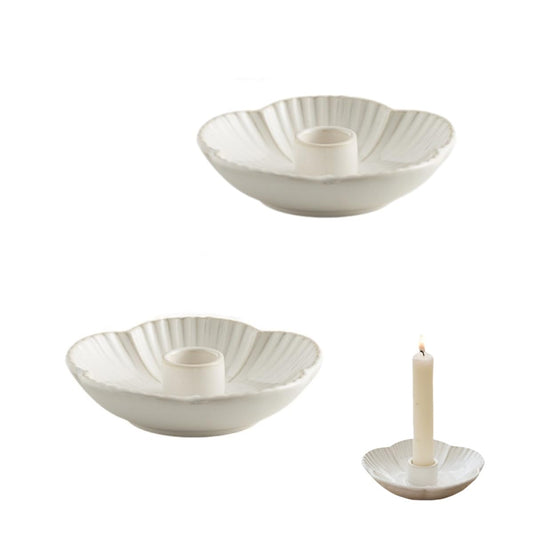 Candle Holder,Ceramic Candlestick Holder,Decorative Candle Holder for Taper Candles for Halloween,Christmas,Wedding Parties,Dinning,Birthday, Anniversary Decorations (2PCS,White)
