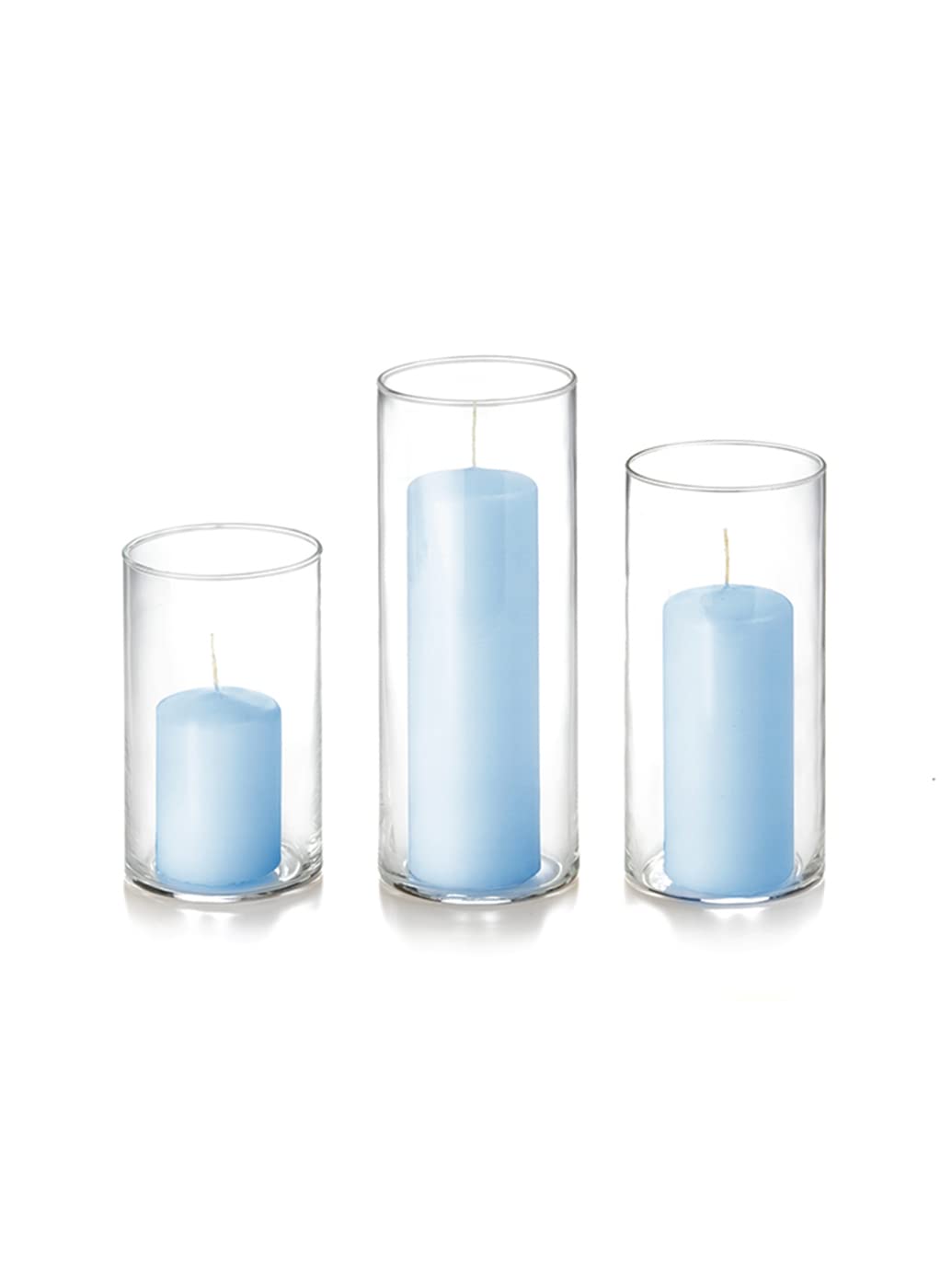 yummi Set of 12 Slim Pillars and Cylinder Vases - Ice Blue
