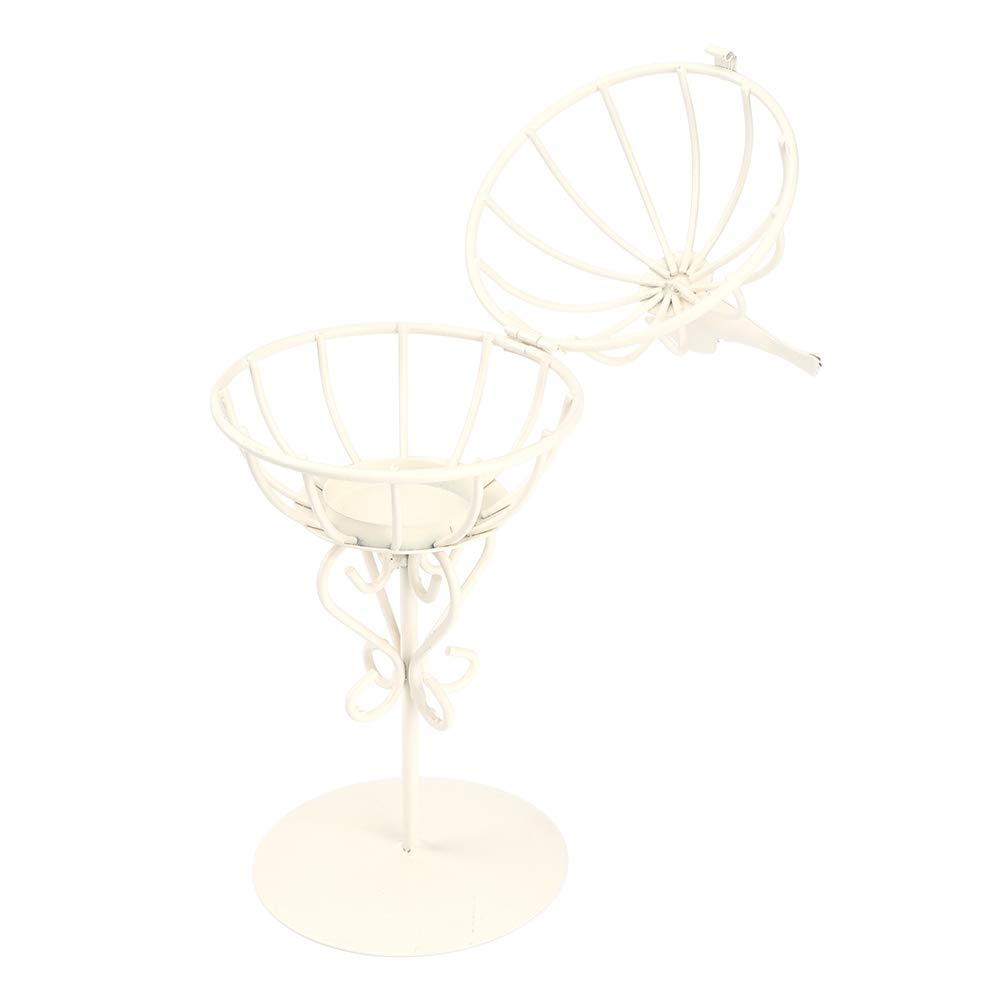 Vistreck Hollow Out Bird Cage Iron Candle Holder - Unique Candlestick Decor for Home & Café (White)