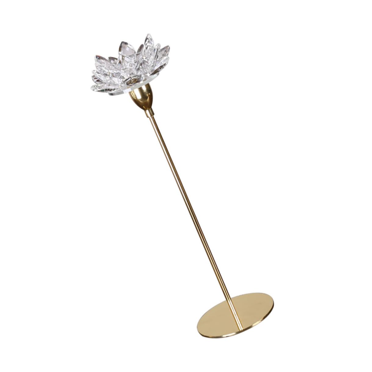 STOBAZA Modern Simple Metal Candlestick Holder Crystal Lotus Design, Small Gold Decorative Candle Stand for Wedding and Dining Room Décor