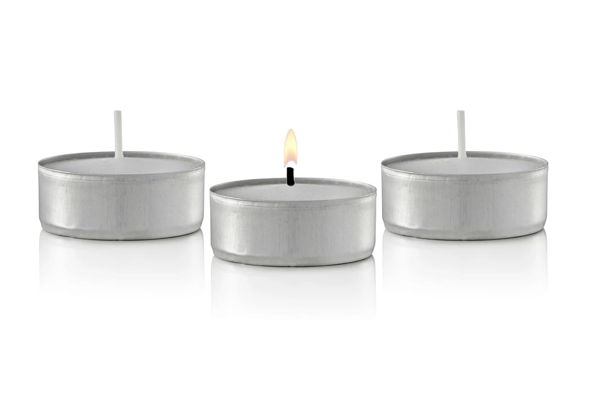 D’Light Online 5 Hours Long Burn Time Unscented White Tealight Candles in Aluminum Cup for Home Decor, Wedding, Holiday, Restaurants, Shabbat, Spa or as a Emergency Candle - Set of 125