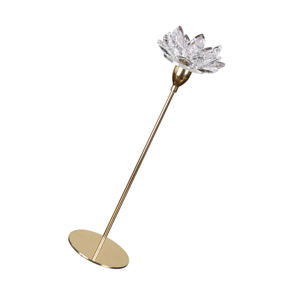 minkissy Metal Candlestick Holder Crystal Lotus Candlelight Dinner Decoration Small Gold Minimalist Dining Room Candle Stick Ornament