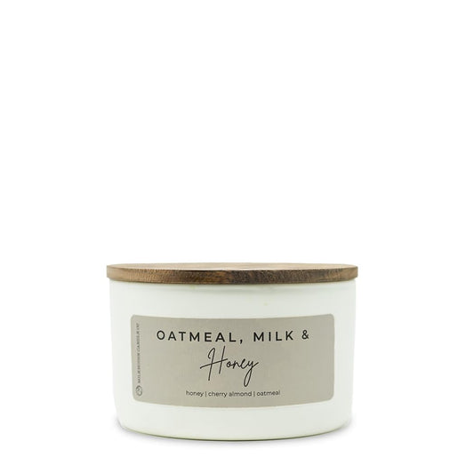 Milkhouse Candle Company Oatmeal, Milk & Honey Soy Candle - Oatmeal Cookie | Milk & Honey | Cherry Scented - 10 oz Signature Statement Candle with Lid, 20+ Hour Burn Time, Made in the USA