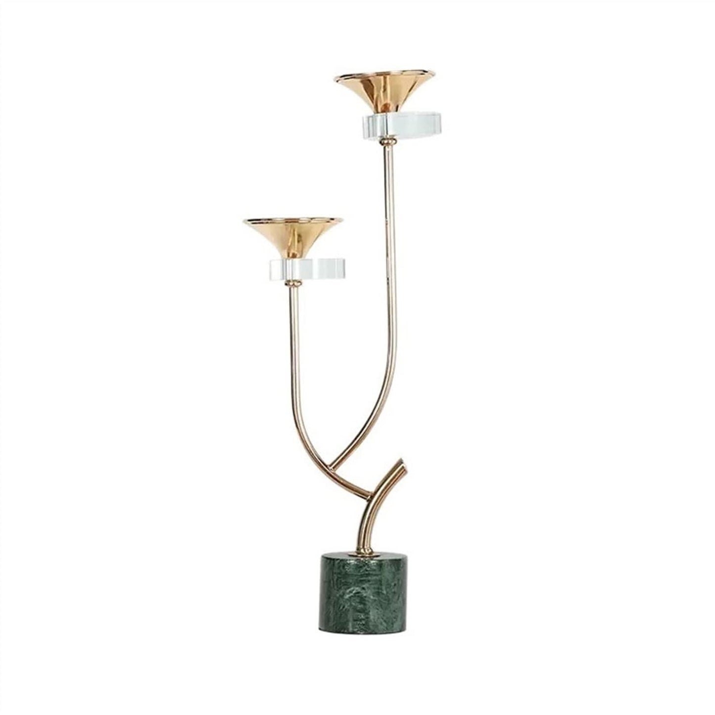 cfycfy987 Candelabra Light Luxury Iron Decorative Candlestick Marble Base Candlelight Dinner Props Porch Living Room Decorative Ornaments Candle Sticks Holder(Small)