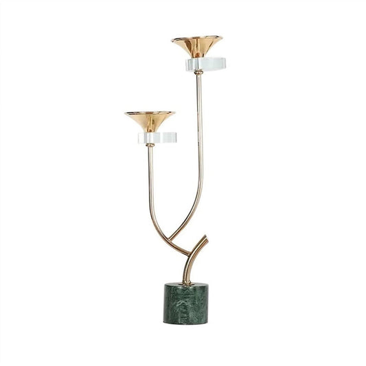 cfycfy987 Candelabra Light Luxury Iron Decorative Candlestick Marble Base Candlelight Dinner Props Porch Living Room Decorative Ornaments Candle Sticks Holder(Small)