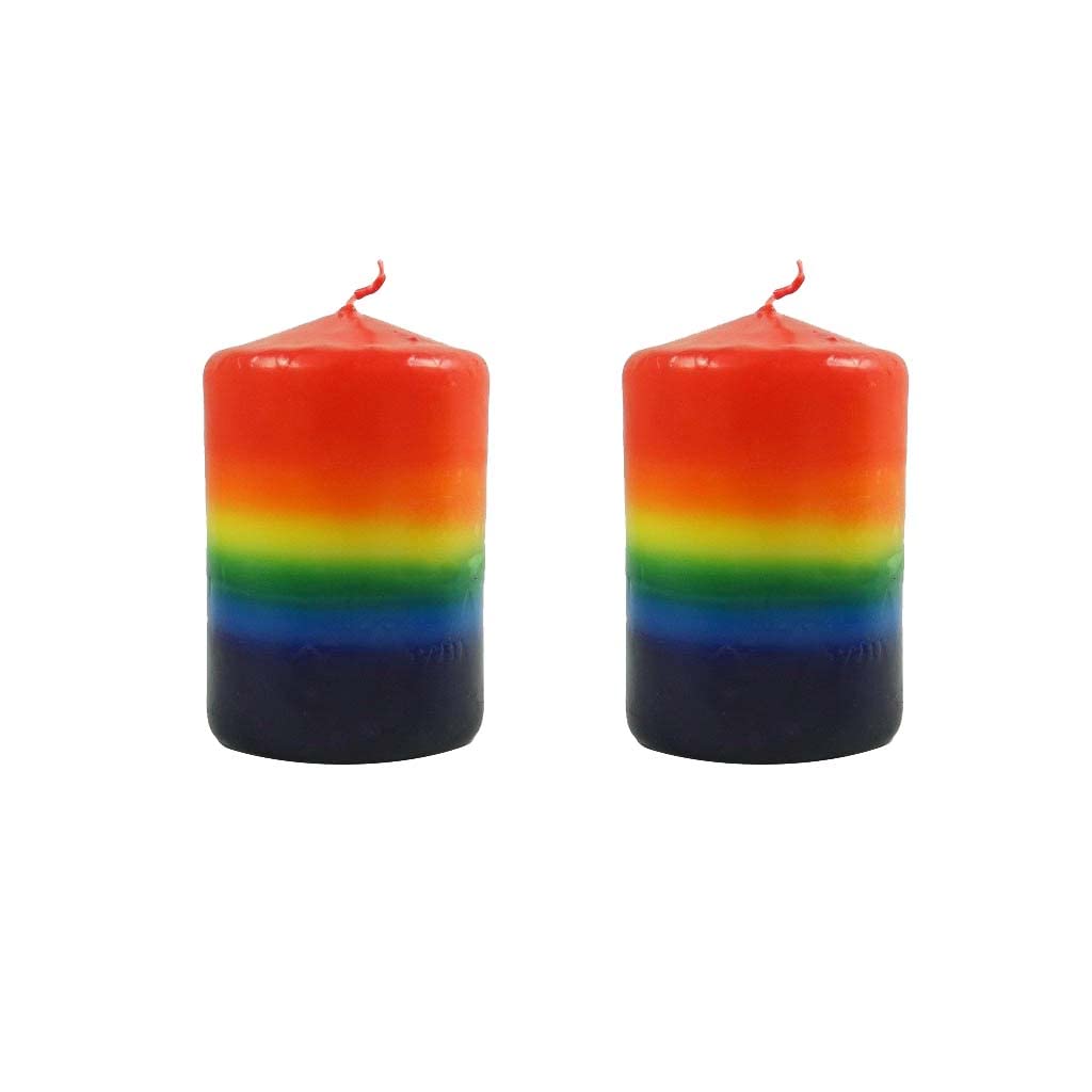 Candlestock Handmade Dripless Rainbow Pillar Candle Sets - 2 Inch and 3 Inch Diameter Pillar Candles (2x4 Pair)