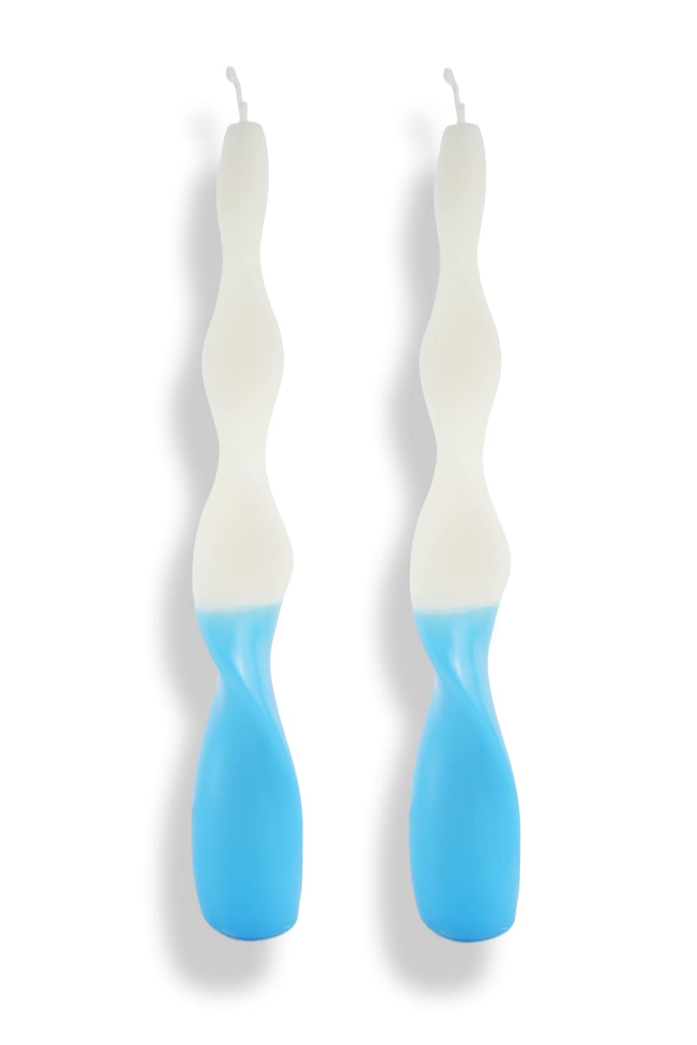8.3 Inch Spiral Taper Candles Dripless Twisted Taper Candle Handmade from Vegan Soy Wax for Holiday Wedding Party Home Dinner Decoration Party and Any Occasion,Set of 2(Bulewhite)