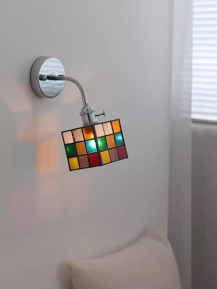 BGNSFGFNFG Modern with Switch Flexible Hose Wall Sconce Colored Glass Wall Lamp Adjustable Wall Mount Light for Living Room Bedroom Bedside Wall Light Fixture Chrome