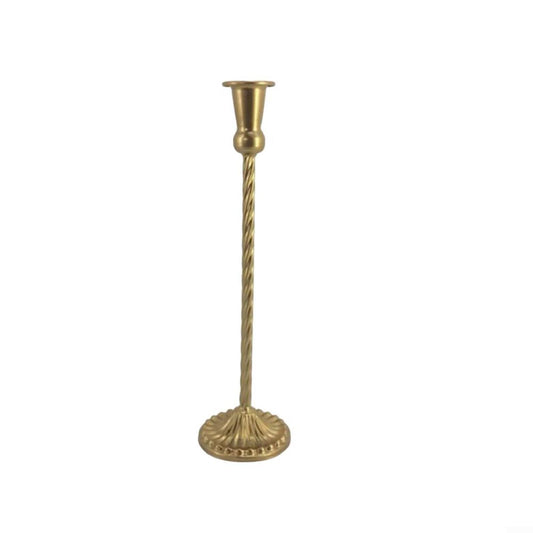 Vacumist Candlestick Holders Set Brass Taper Candle Holders with Vintage Decorative Design for Wedding Table Centerpiece,5 Pcs Metal(9.3x34)