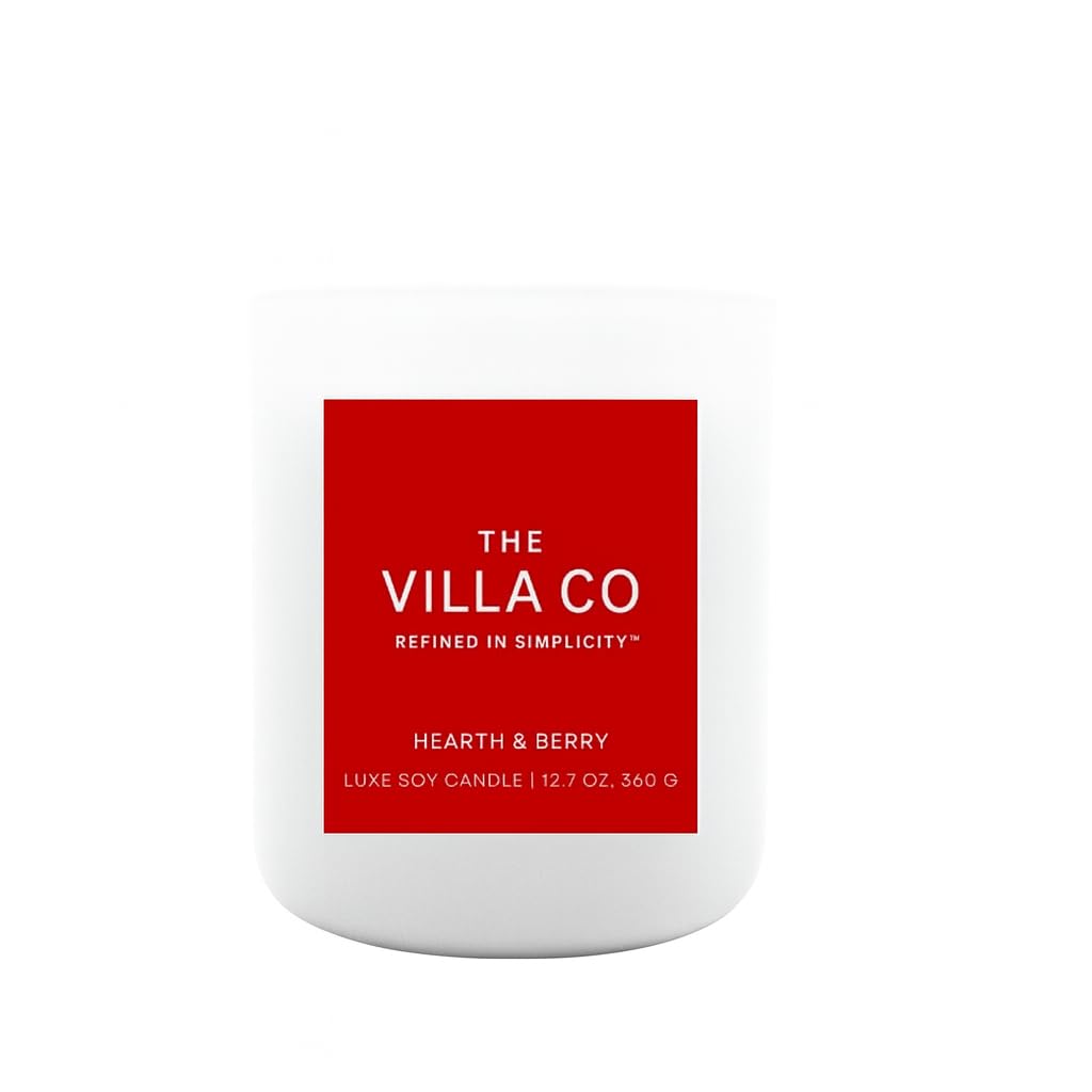 The Villa Co - Hearth and Berry | Scented Candle for Women & Men | Hand-Poured, Aromatic & Fragrant | 60 Hour Burn Time 12 OZ | Soy Based | Phthalate Free | Made in USA