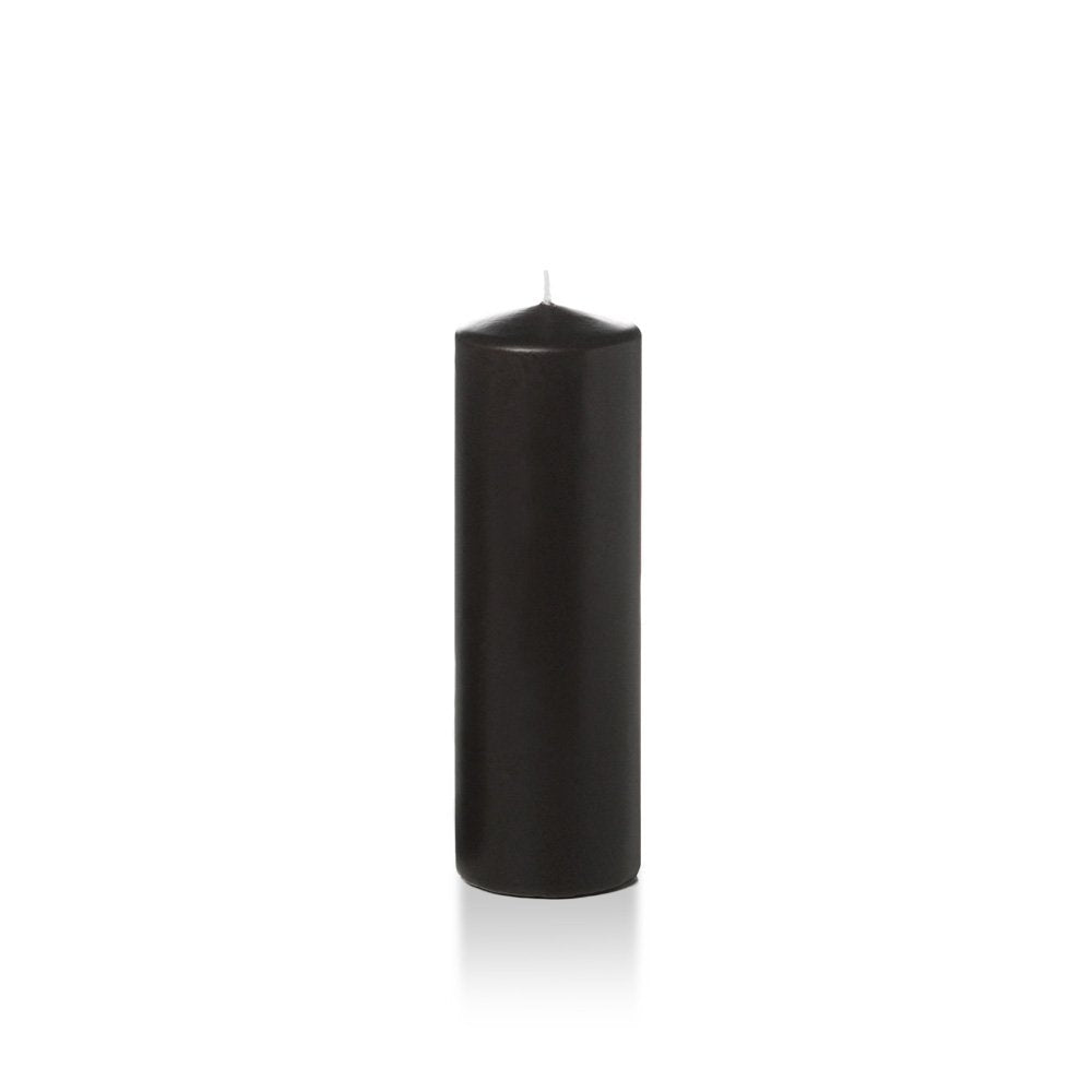 yummi 2.25" x 7" Black Slim Round Pillar Candles - 4 per Pack