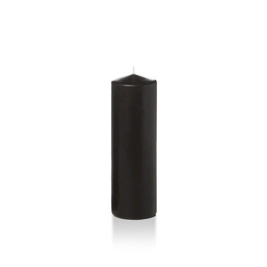 yummi 2.25" x 7" Black Slim Round Pillar Candles - 4 per Pack