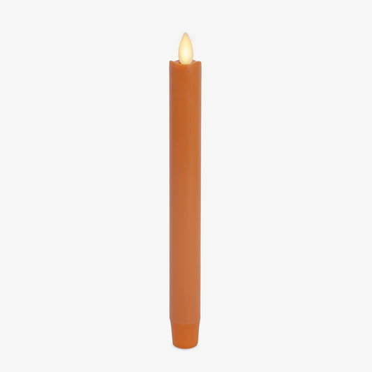 Luminara Marmalade Taper, 1" x 9.5" Battery Operated Flameless Candle, Flickering White LED Light Flame, Timer Switch, Remote Ready Decor for Halloween Fall Indoor Candlestick Decoration, Real Wax