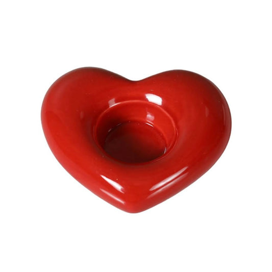 Leadigol Heart Candle Holder, Heart Shaped Ceramic Candlestick Holder, Aromatherapy for Valentines Day Anniversary Birthday Decor Gift(Bright Red)