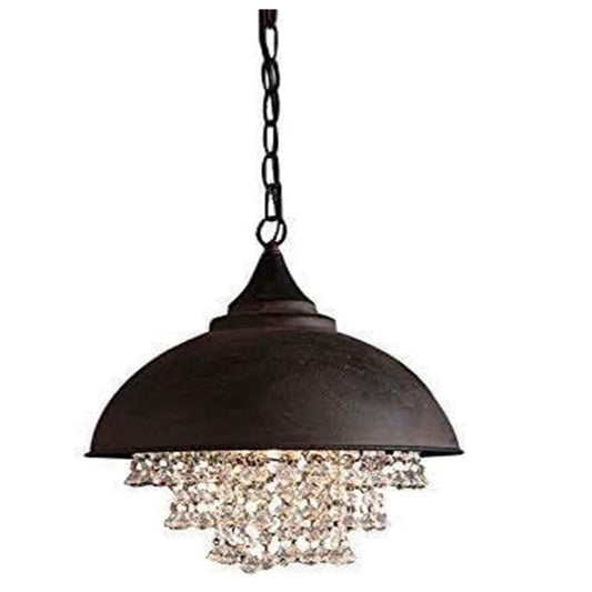 Chandelier Light Retro Crystal Light, Simple Rust-Colored Pot Lid Wrought Iron Ceiling Lamp, Decorative Art Decoration for Aisle Living Room Chandelie Hanging Ceiling Lamp