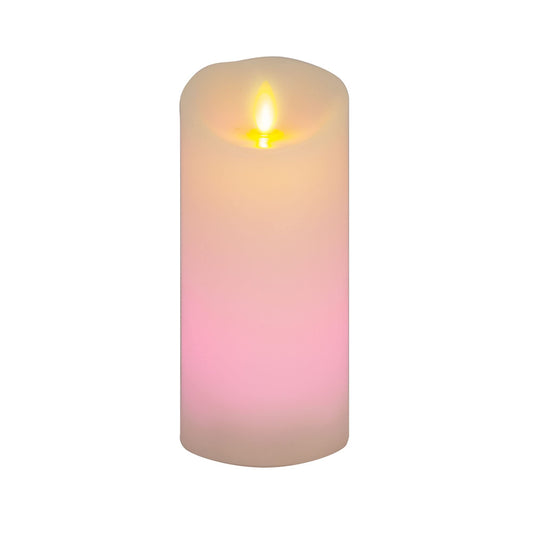 Luminara Flameless Color Changing LED Candle 3" x 6.5", Real Wax Moving Flame, Battery Operated w/ 18 Button Remote, Unscented Safe