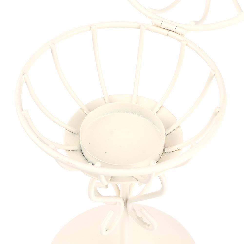 Vistreck Hollow Out Bird Cage Iron Candle Holder - Unique Candlestick Decor for Home & Café (White)