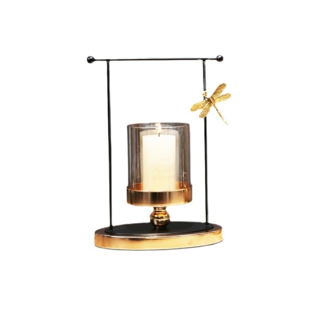 Candlestick Holders Luxury Glass Candlestick Living Room Dining Table Home Decoration Metal Candle Holder Candle Holders(Small)