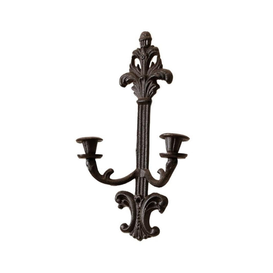 YUHUAWF Candle Holderss Vintage Cast Iron Wall Mounted Candle Holder Creative Double Candlestick for Living Room Fireplace Hallway Decorative Candlestick