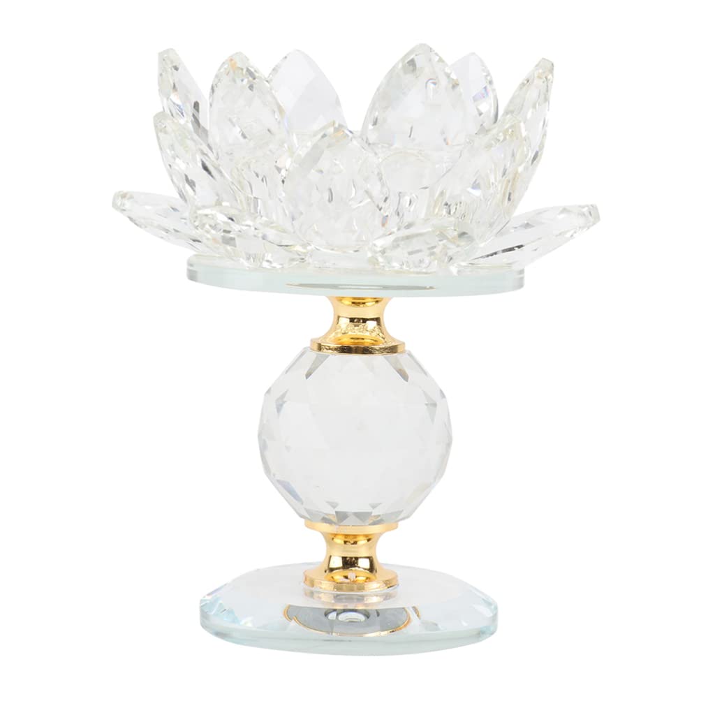 Lotus Crystal Candleholder Elegant Decorative Candlestick for Dining Table Home and Special Occasions Unique Flower-Shaped Design for Romantic Atmosphere for Weddings and Parties
