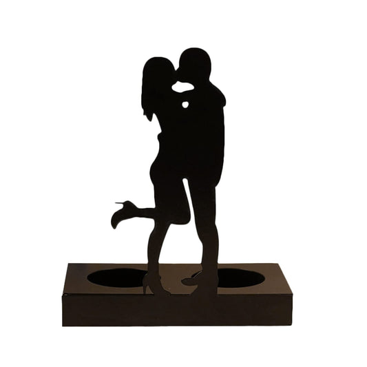 Handcrafted Iron Sculpture Candlestick Ornament, Romantic Couple Statue For Anniversaries, Decorative Modern Sculptures, Wedding Decoration Anniversary Ornament Figurine for Couples Valentine (C)