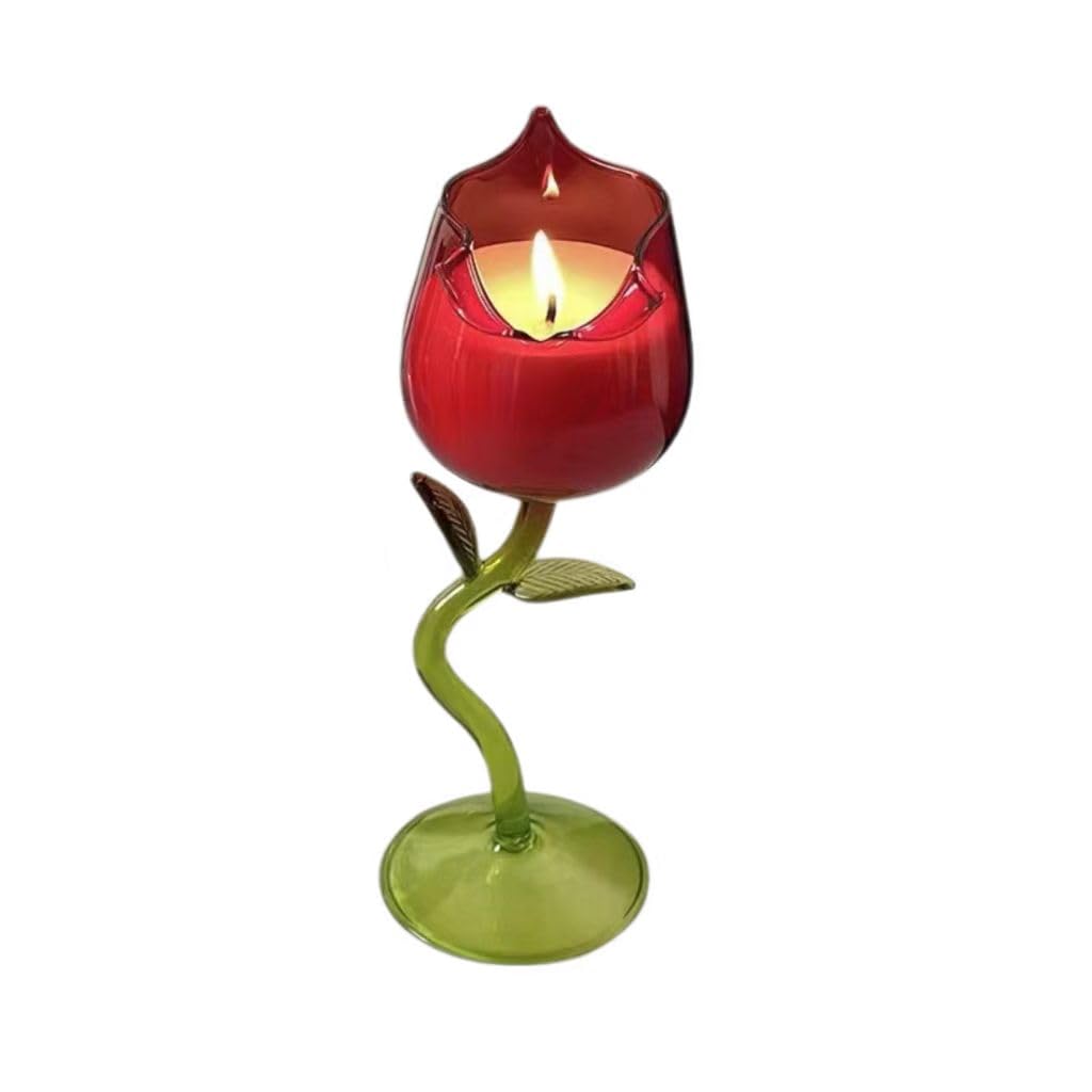 Birthday Candle for Women, Scented Candle, Rose Cocktail Glass Shaped, Rose Aromatherapy for Home Decorative, Gift for Valentine's Day, Mother's Day, Wedding, Party, Dinner, Birthday, Teachers' Day