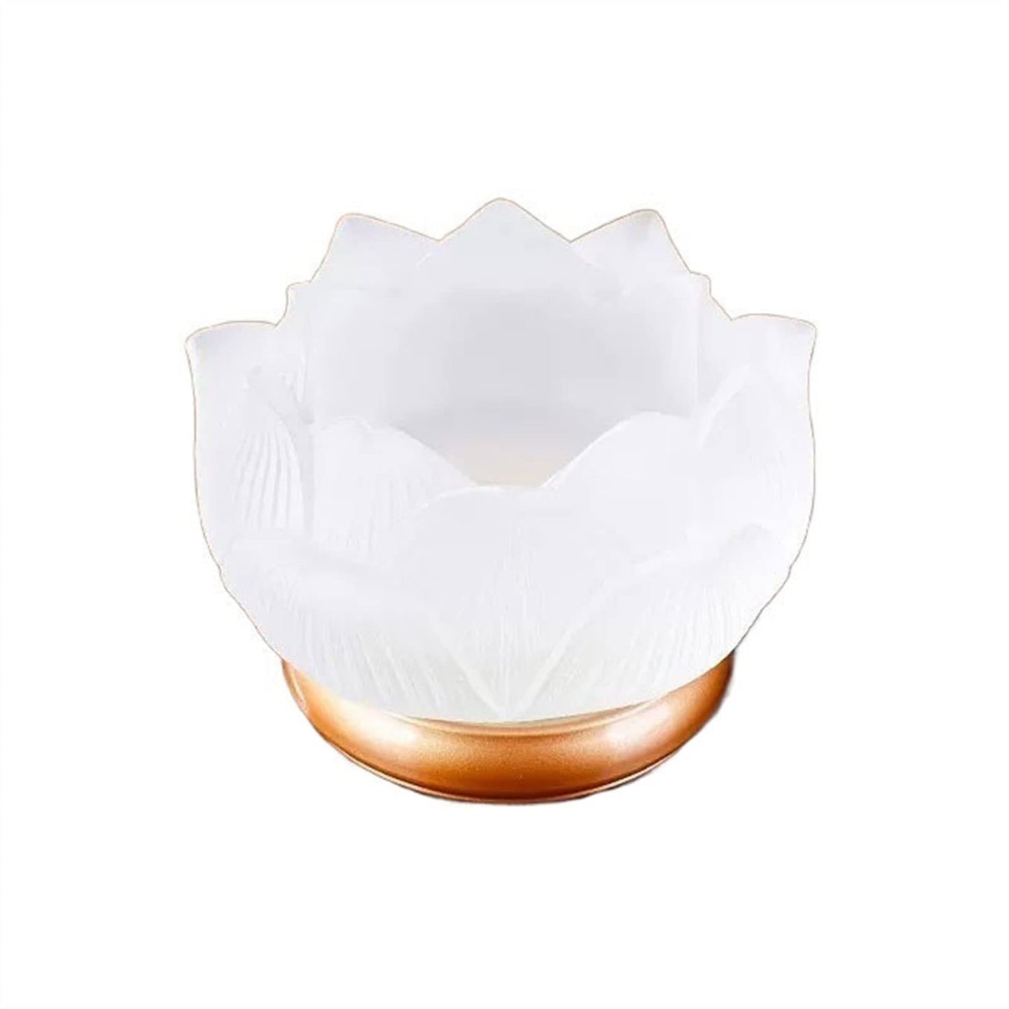 DINBOZ26X Desk Clock Glazed Lotus Candlestick Household Decoration Ornaments Candle Holder Offering Lamp Alarm Clock for Bedroom(White)