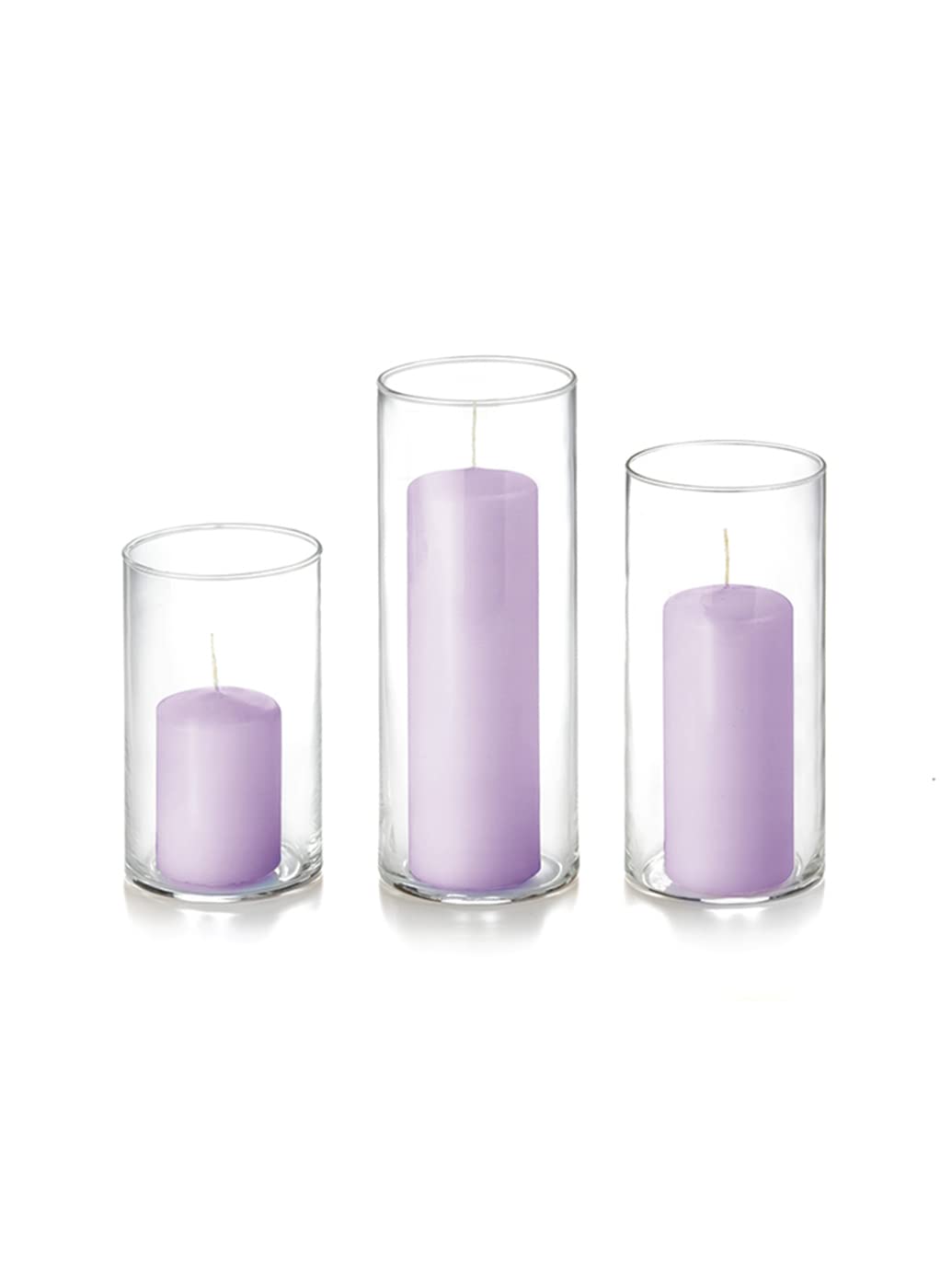 yummi Set of 36 Slim Pillars and Cylinder Vases - Lavender