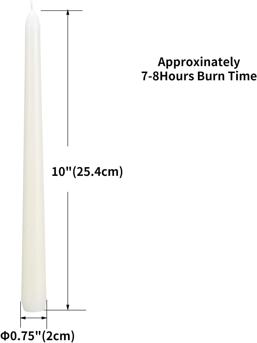 20pcs 10-inch iorvy Taper Candles Unscented and Smokeless, Long Burning 7-8 Hours Time for Daily, Wedding,Table,Fireplace