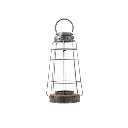Candlestick Holders Vintage Distressed Metal Candle Lantern with Handle, Pillar Candle Holder with Glass Farmhouse Lantern for Wedding Party Garden Indoor Outdoor Use Candle Holders (Color : A)
