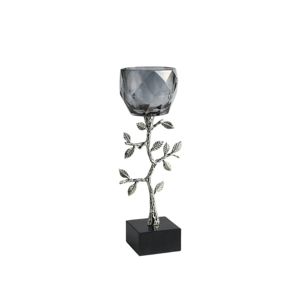 Candlesticks Light Luxury Glass Candlestick Ornaments Home High-end Living Room Desktop Aromatherapy Decorative Candle Holder Decorative Candlestick(Small)