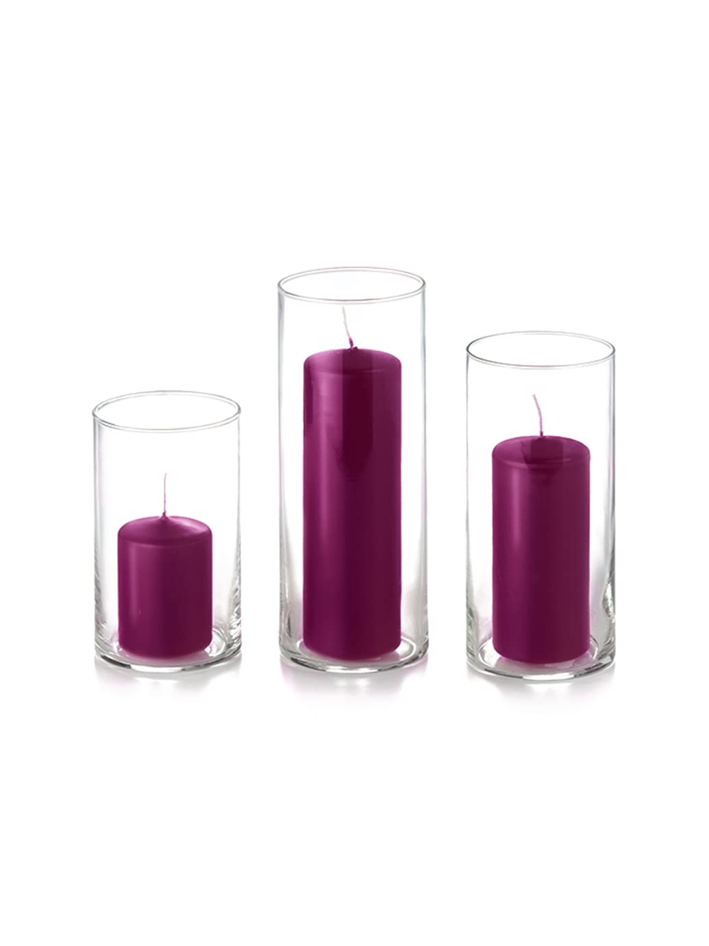 yummi Set of 36 Slim Pillars and Cylinder Vases - Magenta