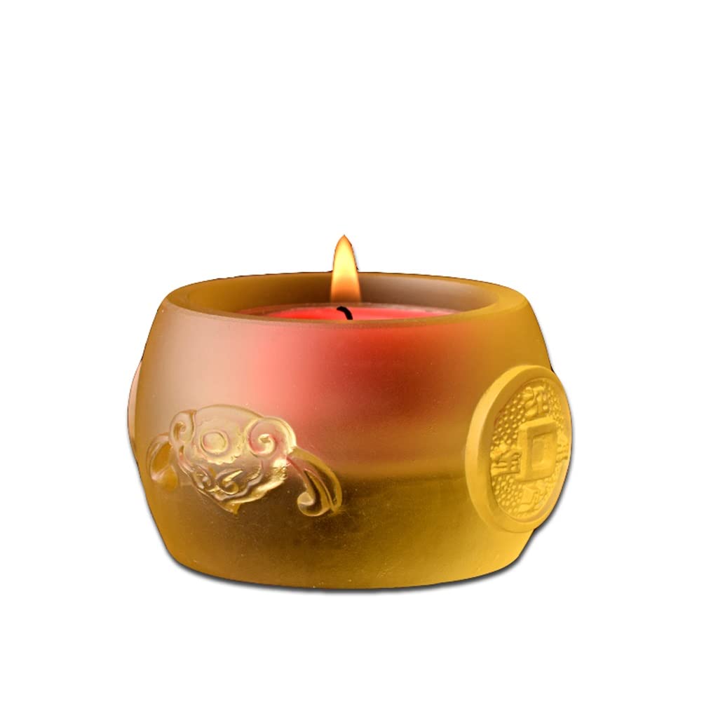 Candle Holder Glazed Lotus Lucky Candlestick Oil Lamp Base Decoration Suitable for Dinner Living Room Kitchen Restaurant Decorate Candlestick