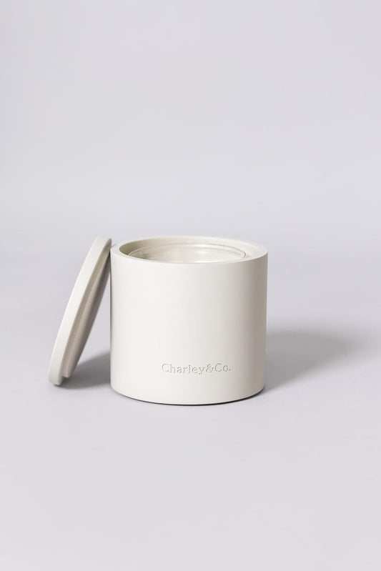Charley&Co. Neutral Minimalistic Cement Candle Holders - Designed to fit a Standard 14.5oz 3-Wick Candle or Smaller (1, Light Grey)
